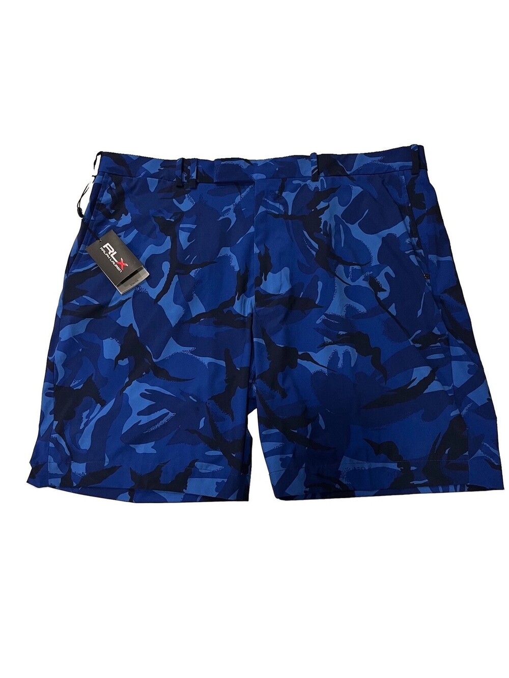 NWT RLX Ralph Lauren Shorts Men 38 Blue Camo Chino Stretch Fit Golf Performance